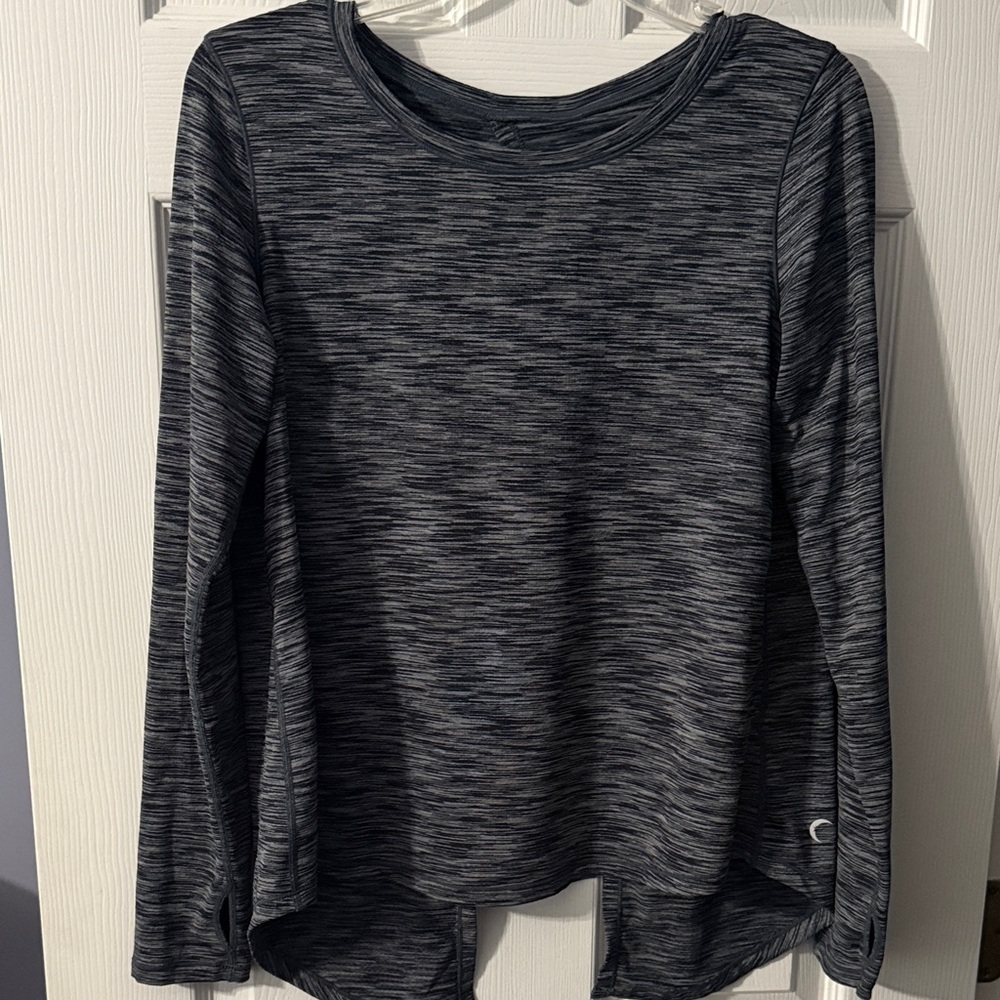 Zyia Heather Gray Split Back Workout Top